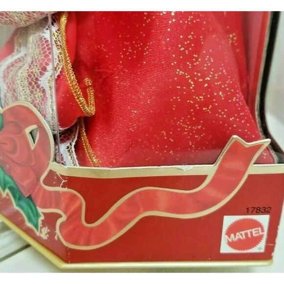 Vintage 97 Happy Holiday Barbie SPECIAL EDITION 17832 Red Gold Lace Bow Brunette - Picture 6 of 12